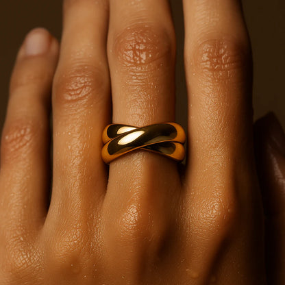 150 Ellie Vail Waterproof Gold-Plated Stainless-Steel Yarden Interlocking Ring