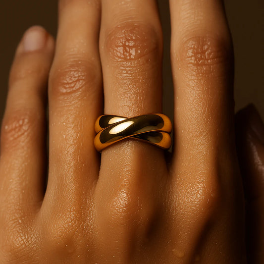 150 Ellie Vail Waterproof Gold-Plated Stainless-Steel Yarden Interlocking Ring