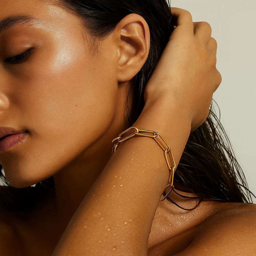Ellie Vail Waterproof Gold-Plated Stainless-Steel Carla Paper Clip Bracelet