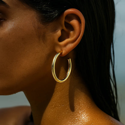 49 Ellie Vail Waterproof Gold-Plated Stainless-Steel Flora Large Hoop Earrings