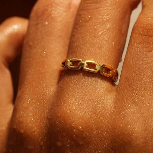 176 Ellie Vail Waterproof Gold-Plated Stainless-Steel Gold Billy Dainty Chain Ring