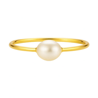 364 Ellie Vail Waterproof Gold-Plated Stainless-Steel Somers Pearl Ring