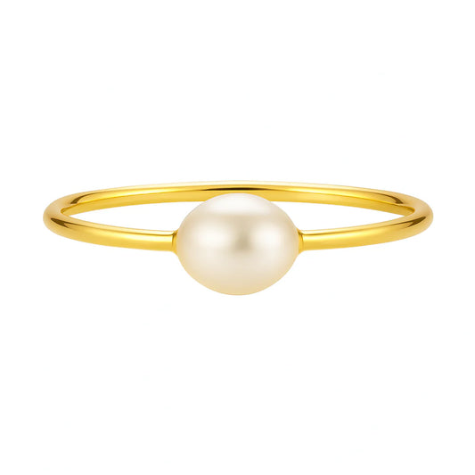 364 Ellie Vail Waterproof Gold-Plated Stainless-Steel Somers Pearl Ring