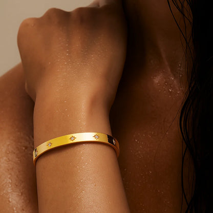 135 Ellie Vail Waterproof Gold-Plated Stainless-Steel Coda North Star Bangle Bracelet
