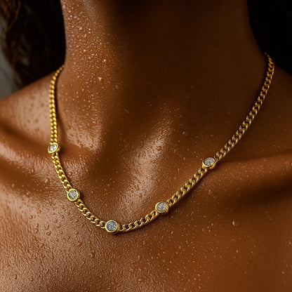 228 Ellie Vail Waterproof Gold-Plated Stainless-Steel Ellery Bezel Chain Necklace