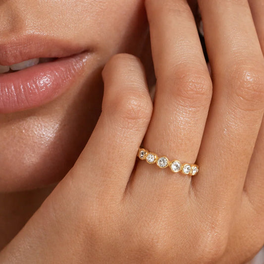 021 Ellie Vail Waterproof Gold-Plated Stainless-Steel Maude Bezel Eternity Ring