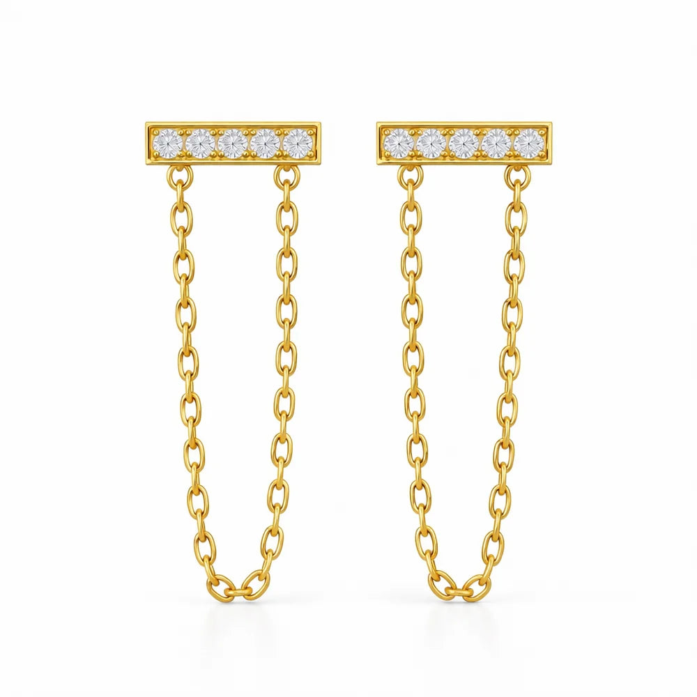 281 Ellie Vail Waterproof Gold-Plated Stainless-Steel Nina Bar Chain Stud Earring