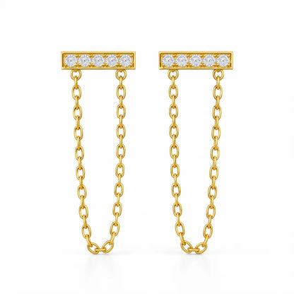 281 Ellie Vail Waterproof Gold-Plated Stainless-Steel Nina Bar Chain Stud Earring