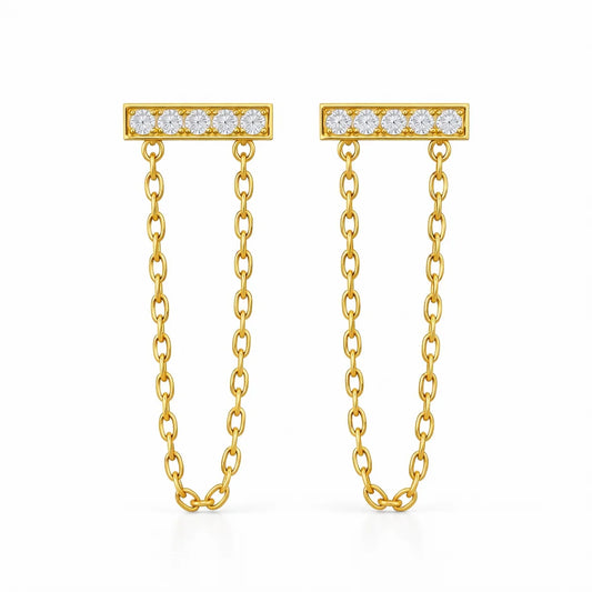 281 Ellie Vail Waterproof Gold-Plated Stainless-Steel Nina Bar Chain Stud Earring