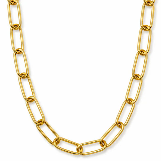 117 Ellie Vail Waterproof Gold-Plated Stainless-Steel Carla Paper Clip Chain Necklace