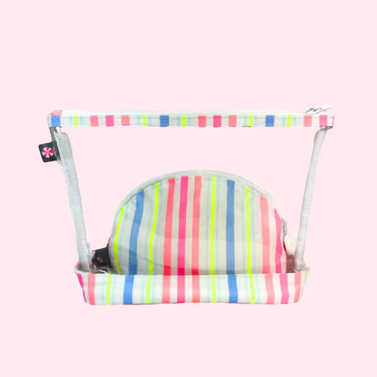222G 5353 Mint Valley Girl Jet-Set Pouch Striped