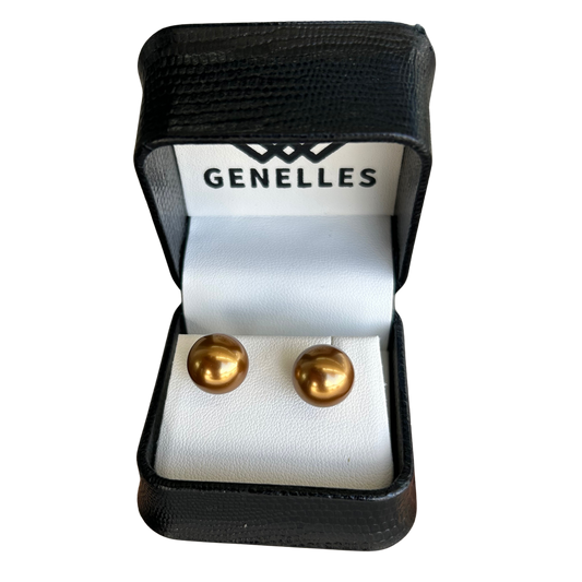 14KY 12M DYED MOP CHOC ER 14K Yellow Gold 12m Dyed Mother Of Pearl Chocolate Earrings