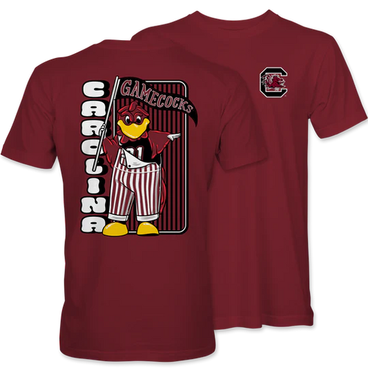 Palmetto Shirt Co. Gamecock Cocky Overalls Short Sleeve Garnet T-Shirt