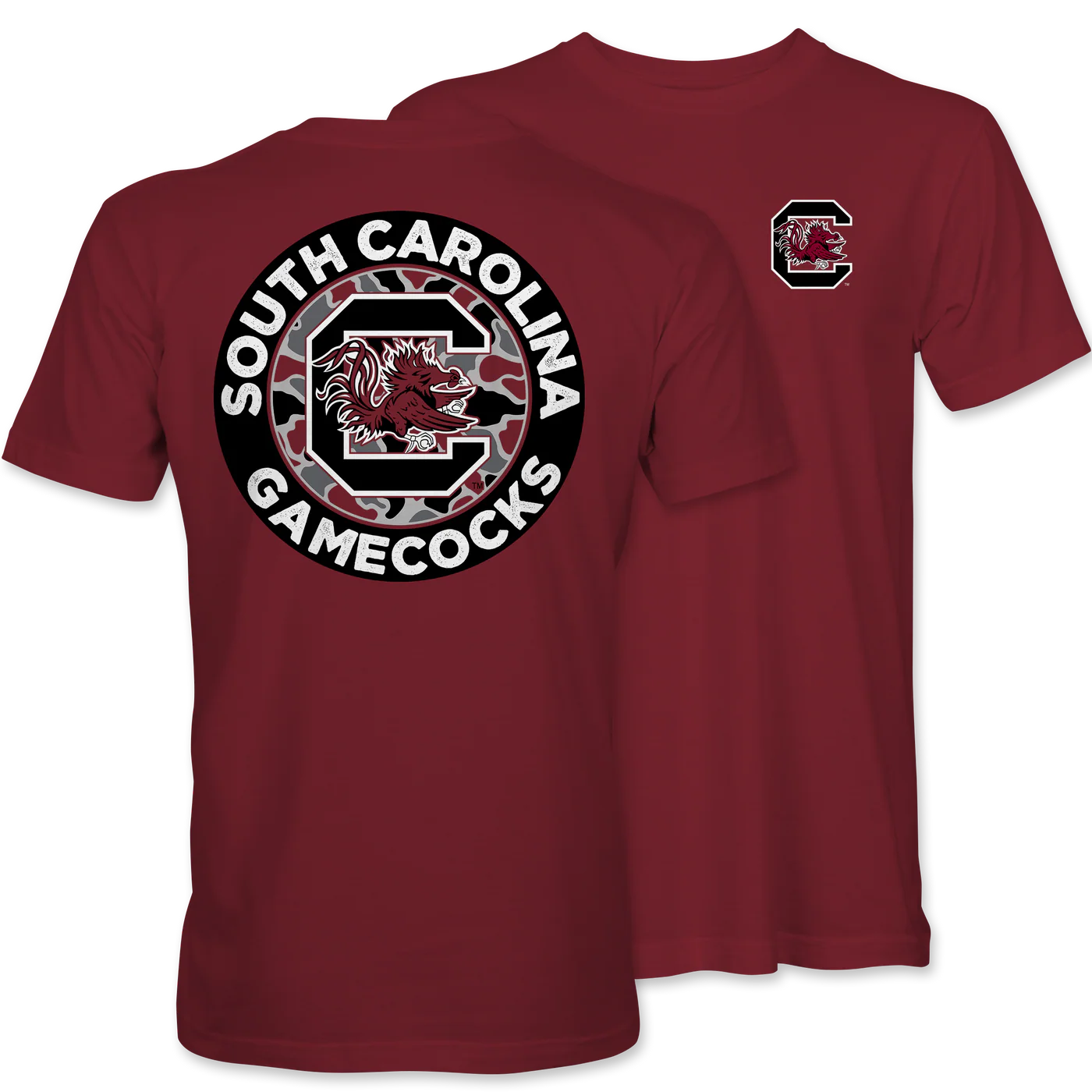 Palmetto Shirt Co. Gamecock Circle Duck Camo Short Sleeve Garnet T-Shirt