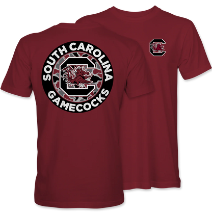 Palmetto Shirt Co. Gamecock Circle Duck Camo Short Sleeve Garnet T-Shirt