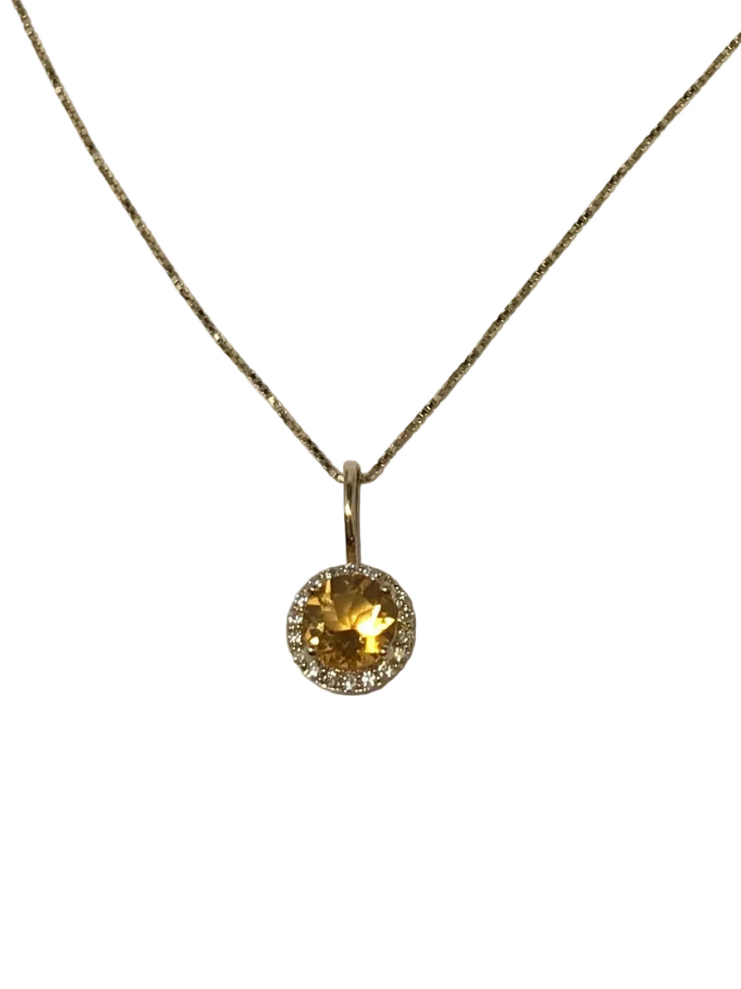 6637601AU2CIT 10K Yellow Gold .11CTW Diamond/1CT Citrine Necklace
