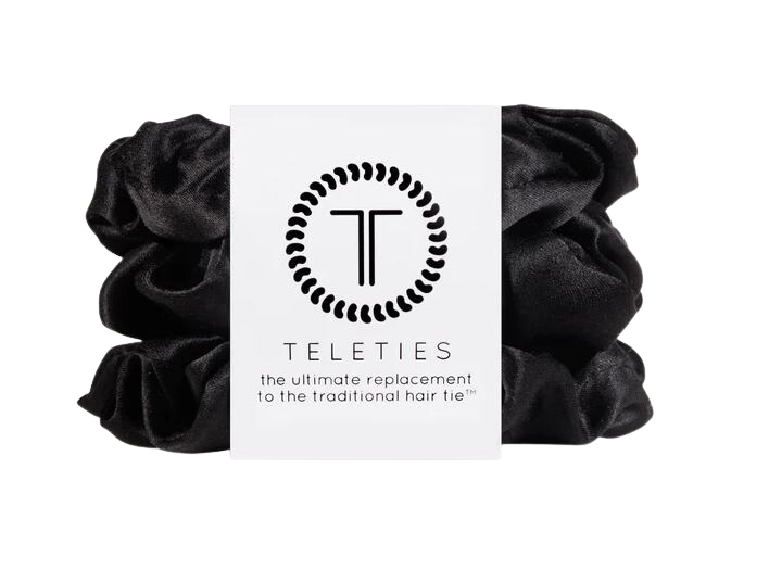 Teleties Jet Black Hair Scrunchie- Large