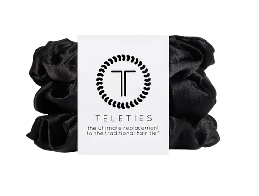 Teleties Jet Black Hair Scrunchie- Large