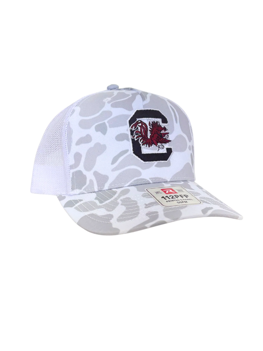 Palmetto Shirt Co. Gamecock Block C Mesh White Camo Cap