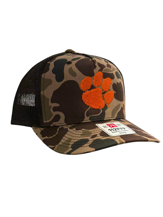 Palmetto Shirt Co. Clemson Tiger Paw Mesh Duck Camo Hat