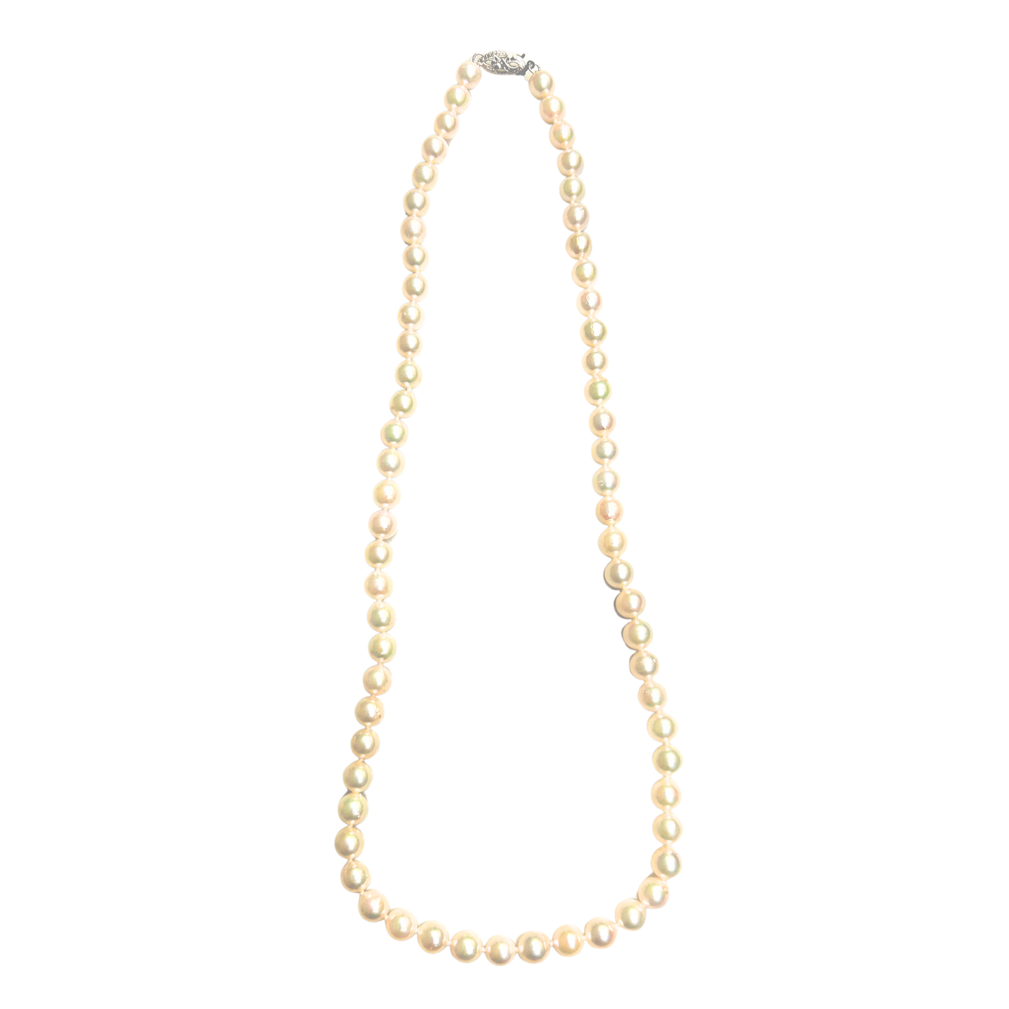 14K White Gold 6X6.5MM Akoya Saltwater Pearl Necklace - 18"