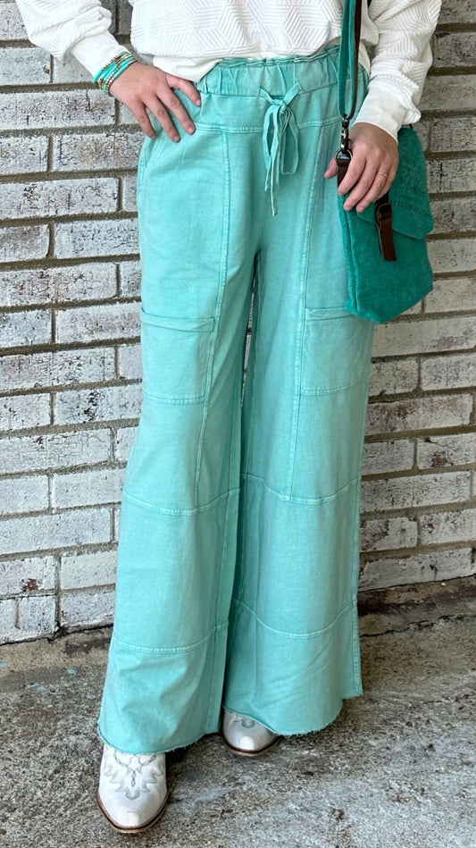 Trendy Tales Wide Leg Pants - Atlantis Green