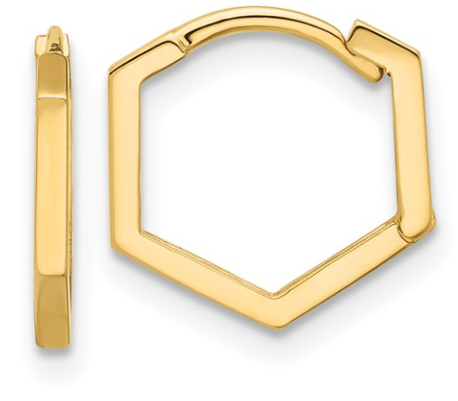 10K Yellow Gold Polished Geometric Hoop Earrings