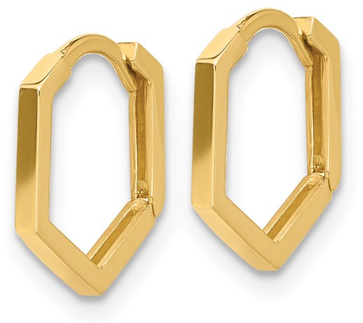 10K Yellow Gold Polished Geometric Hoop Earrings