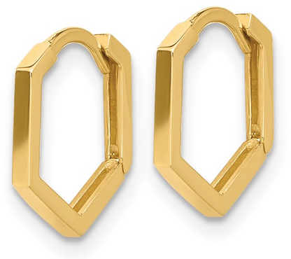10K Yellow Gold Polished Geometric Hoop Earrings