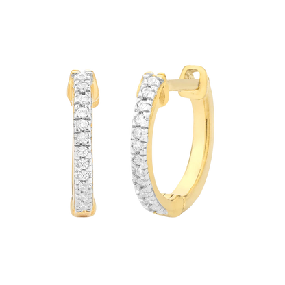 Ella Stein Gold Plated .05CTTW Diamond Huggie Hoop Earrings