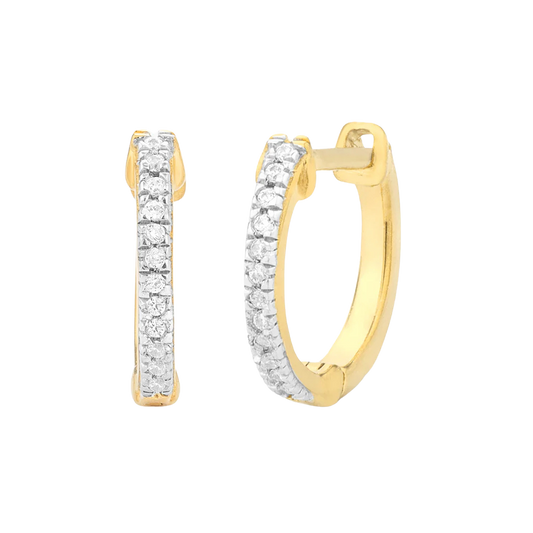Ella Stein Gold Plated .05CTTW Diamond Huggie Hoop Earrings