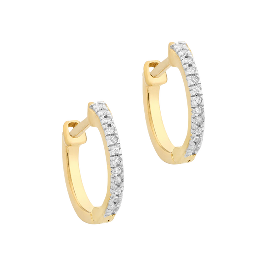 Ella Stein Gold Plated .05CTTW Diamond Huggie Hoop Earrings
