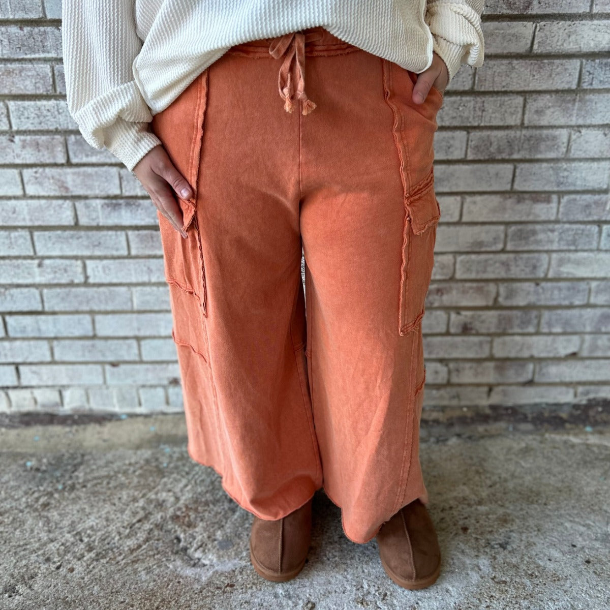 Soft Breeze Wide Leg Pants In Faded Rust