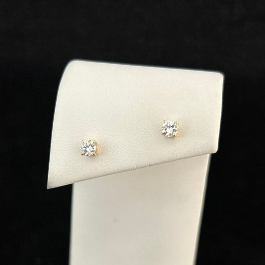 14K Yellow Gold .42CTTW Round Diamond Screw Back Stud Earrings