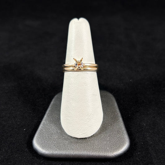 14K Yellow Gold .07CTTW Semi Mount Wedding Set