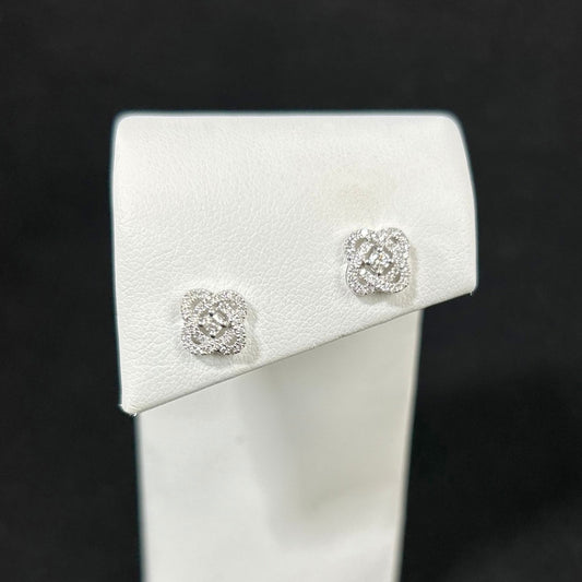 10K White Gold .25CTTW Diamond Knot Stud Earrings
