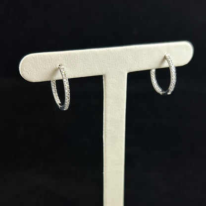 10K White Gold .50CTTW Inside Out Diamond Hoop Earrings