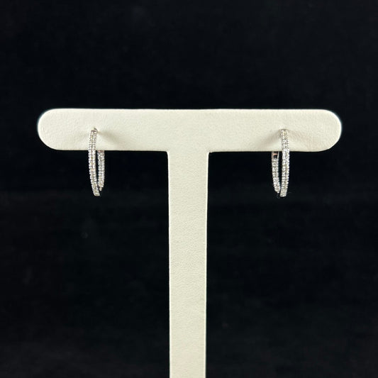 10K White Gold .50CTTW Inside Out Diamond Hoop Earrings