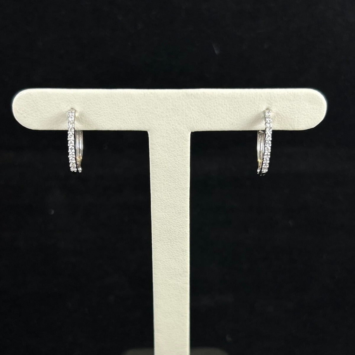 10K White Gold .25CTTW Diamond Hoop Earrings