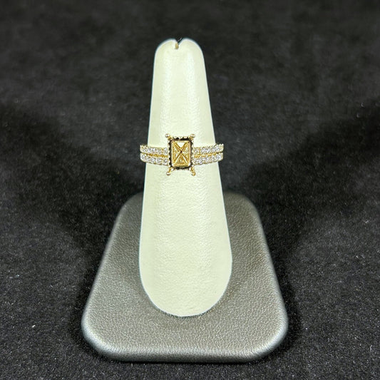 14K Yellow Gold .55CTTW 5x6 Semi Mount Set