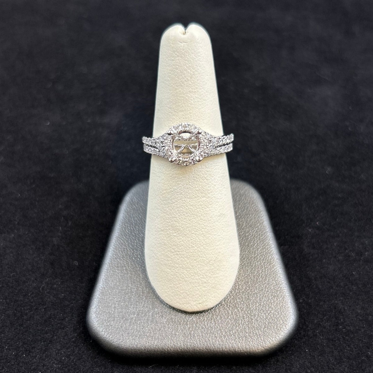 14K White Gold .71CTTW Diamond Semi Mount Wedding Set