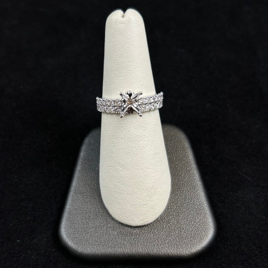 14K White Gold 1.04CTTW Diamond Semi Mount Wedding Set
