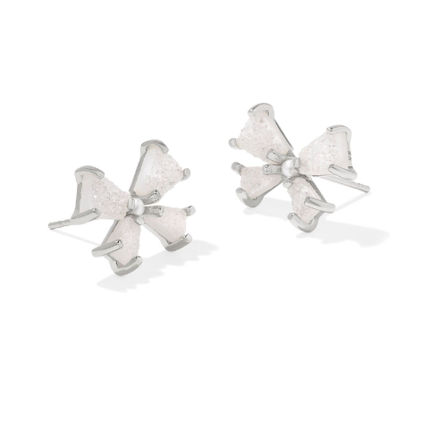 Kendra Scott Blair Bow Earrings in Silver Iridescent Drusy