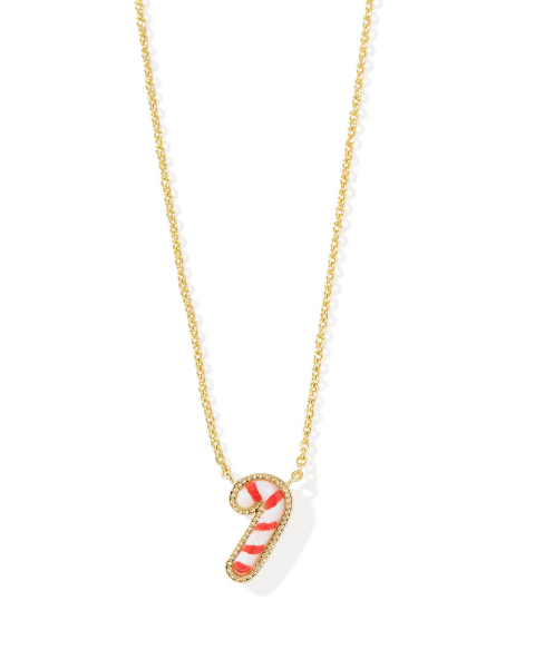 Kendra Scott Candy Cane Short Necklace in Gold Ivory Mother Of Pearl