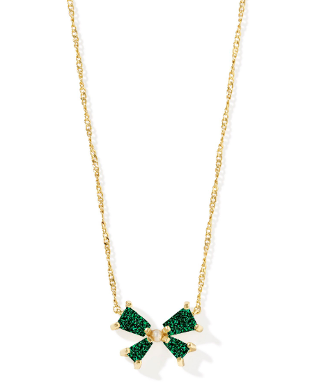 Kendra Scott Blair Bow Small Short Necklace in Gold Emerald Drusy