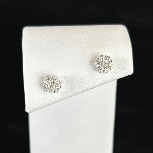 10K White Gold 5/8CTTW Flower Diamond Earrings