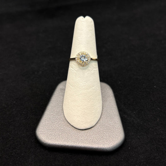10K Yellow Gold .11CTTW Diamonds & 1CTTW Aquamarine Birthstone Ring