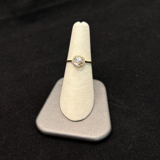 10K Yellow Gold .11CTTW Diamonds & 1CTTW Diamond Birthstone Ring