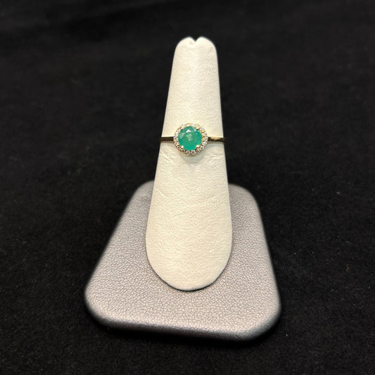 10K Yellow Gold .11CTTW Diamonds & 1CTTW Emerald Birthstone Ring