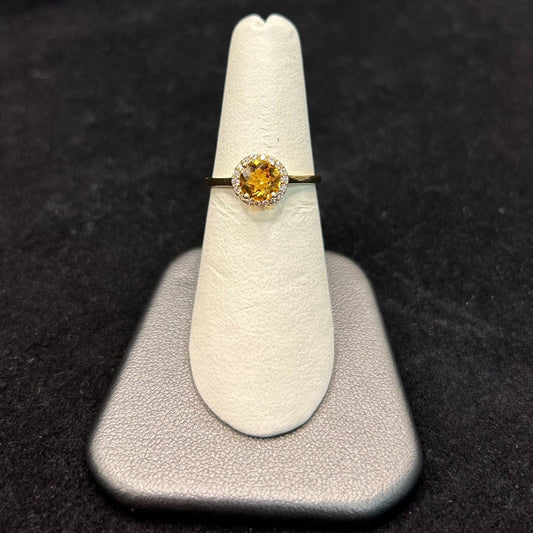 10K Yellow Gold .11CTTW Diamonds & 1CTTW Citrine Birthstone Ring